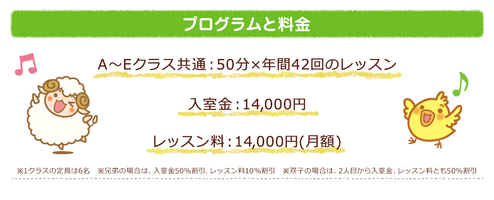 プログラムと料金